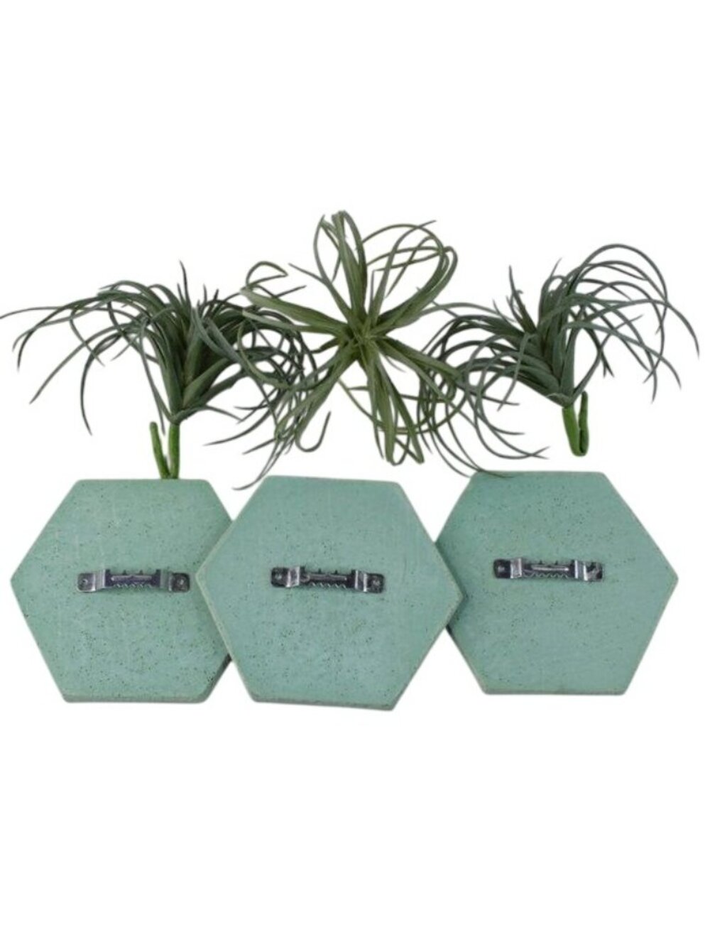 Faux Succulent 3PC Set Wall Pockets Teal Decor Modern Bohemian - Picture 3 of 4